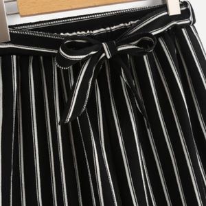 black and white striped pants